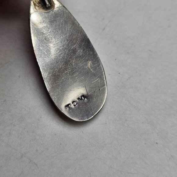 Vintage Navajo Clarence B. Tom? Sterling Silver Pendant Coral Turquoise Stones - Picture 4 of 6